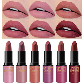 6-Color Matte Lipstick Set - Waterproof Gift Box