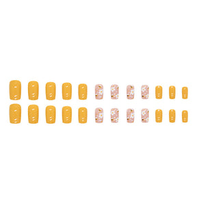 Cute Bee Flower Lemon Yellow Nail Stickers