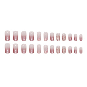 Aurora Gradient Shimmer Nails, Ins Style Mid-Length