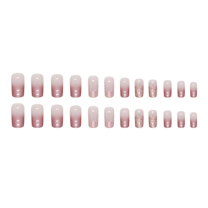 Aurora Gradient Shimmer Nails, Ins Style Mid-Length