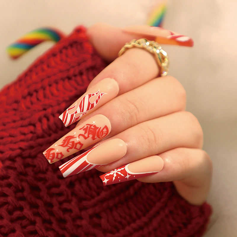 Christmas Press-On Fall Nails Set with Nail Tips