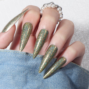 Long Acrylic Nail Tips with Holographic Glitter