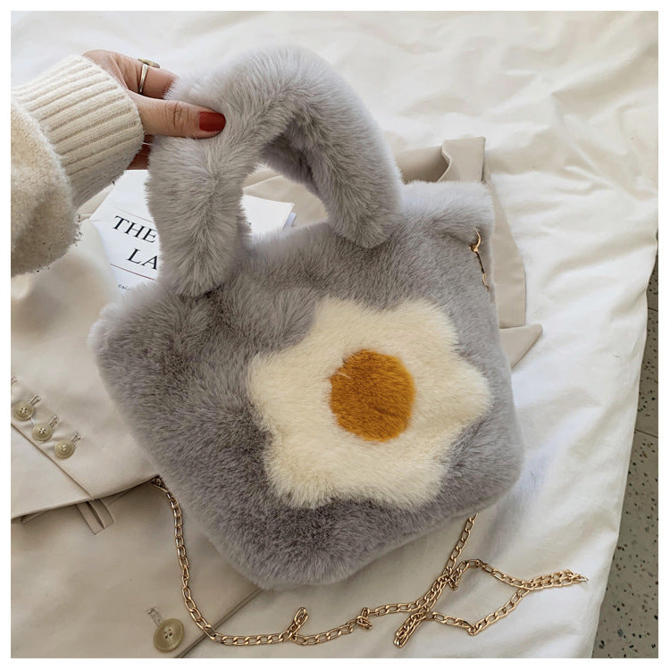 Cute Faux Fur Women's Crossbody Handbag - Ins Trend