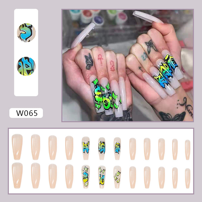 Punk Graffiti Long Press-On Nails - Halloween Special