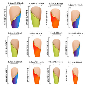 Rainbow Gradient French Tip Nail Tips