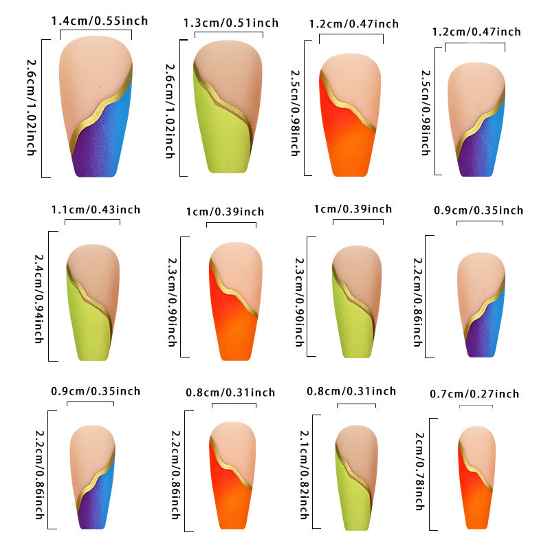 Rainbow Gradient French Tip Nail Tips