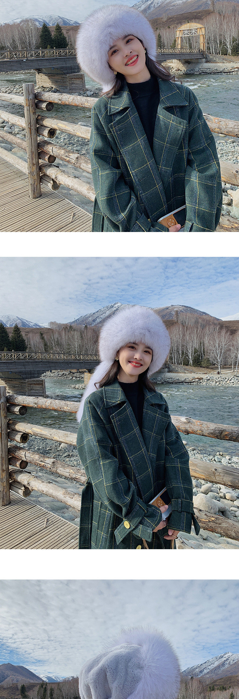 Winter Fox Fur Hat with Long Fringe and Pom Pom