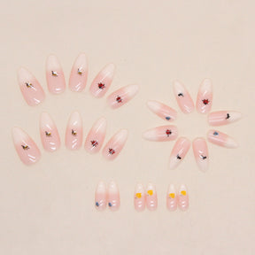 Apricot Gradient Almond Nails Adorable Animal Collection Butterfly Ant Snail Kids Nails