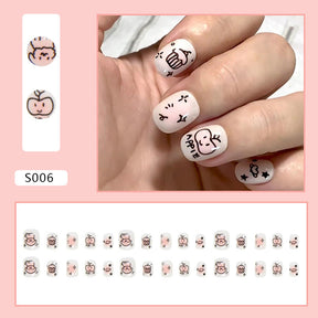 Cute Cartoon Blush Nails, 30-Piece Set