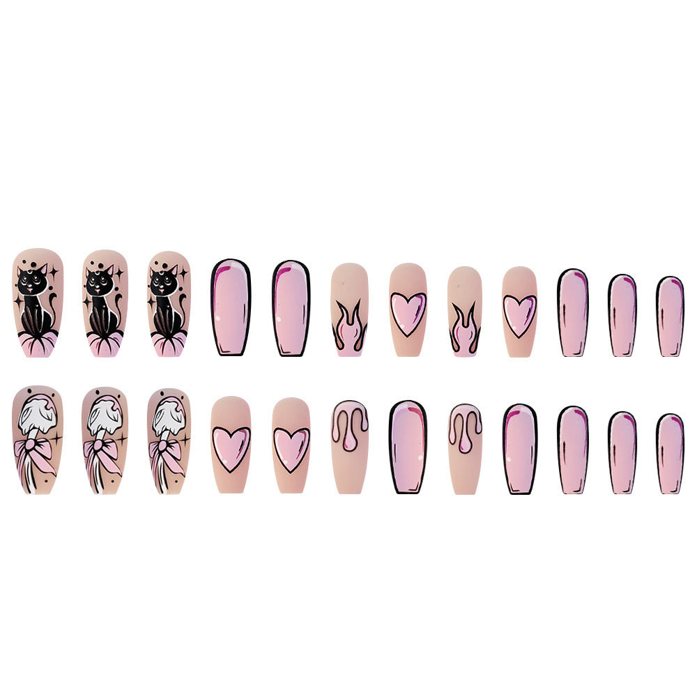 Removable Long Novelty Comic Style Nail Art Extensions (24 Pcs)