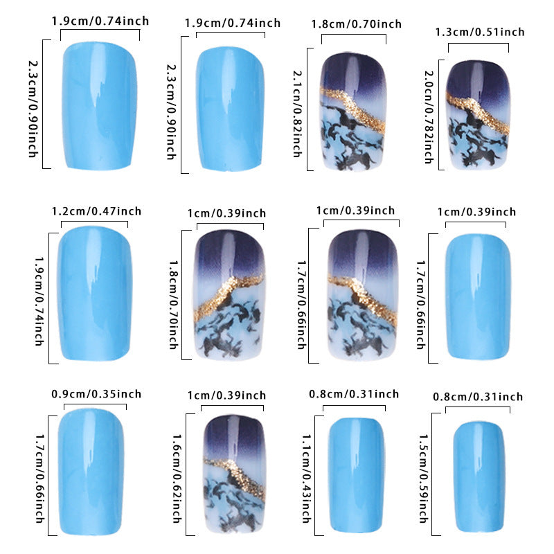 Blue Watercolor Ombre Nail Tips for Stylish Wear