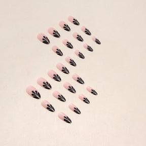 Sweet Cool Black Petal Drop French Nails Simple Chic Ins Style Almond Nails