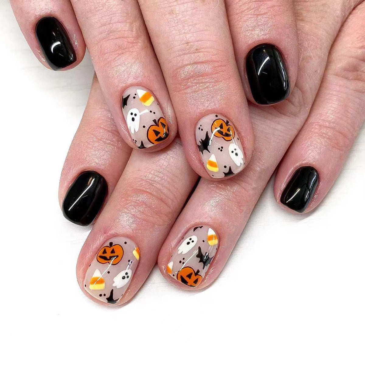 Pumpkin and Bat Halloween Nails, Stylish and Spooky