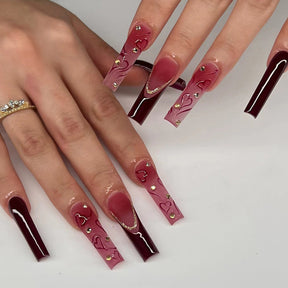 French Heart Valentine's Long Nail Stickers