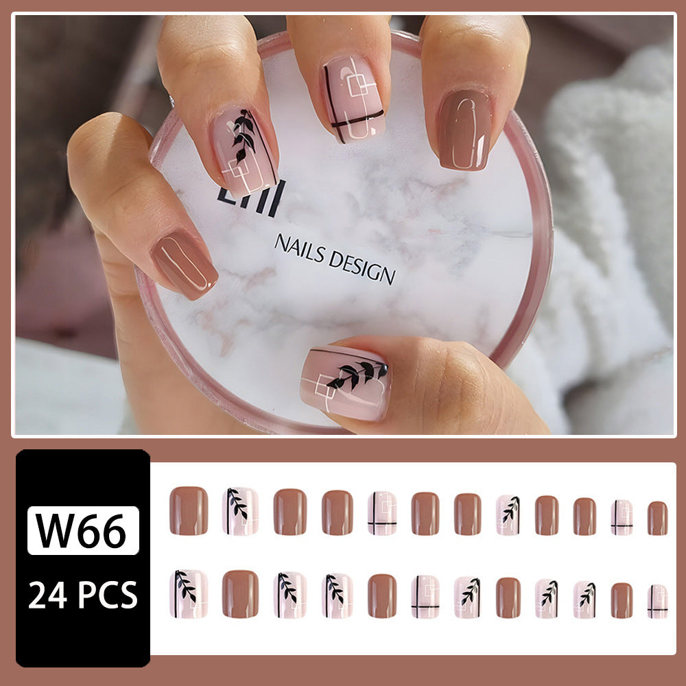 Removable Leaf Line Nail Extensions, Natural Look