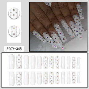 24-Piece Detachable Colorful Diamond Nail Extensions