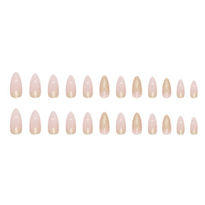 Simple Pure Desire Almond Nails Sparkling Gold Powder Gradient Euro Ins Style Fake Nails