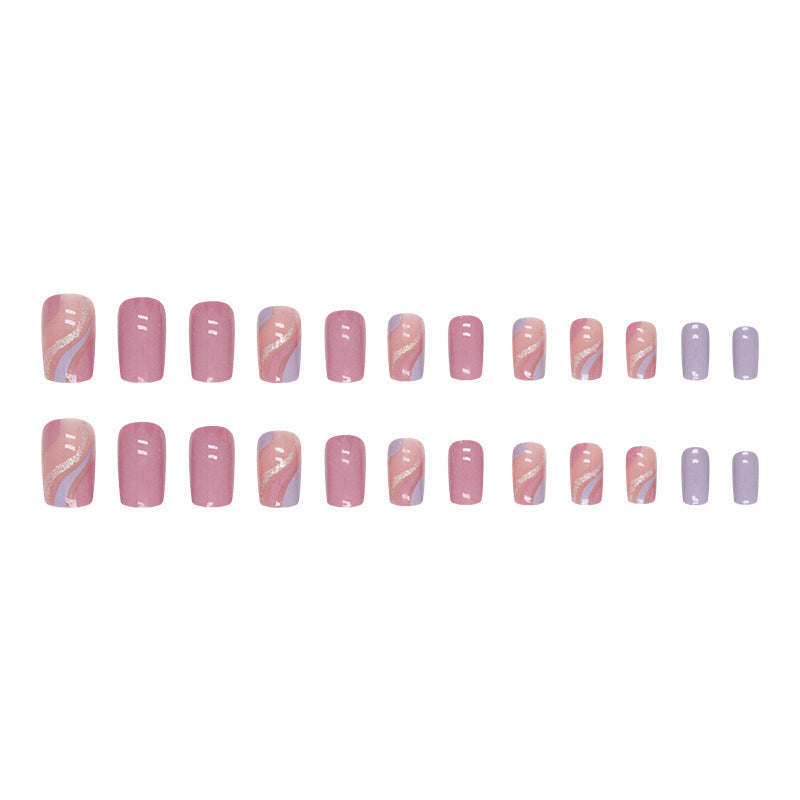 Trendy Wavy Pink and Purple Nail Stickers