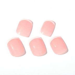 New Short Pink French Tip Detachable Nails