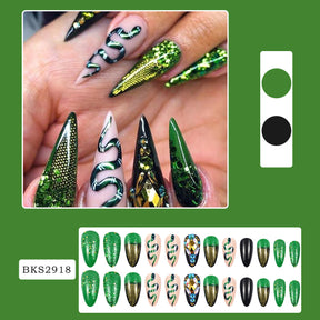 Shimmering Snake Print Mid-Length Nail Tips