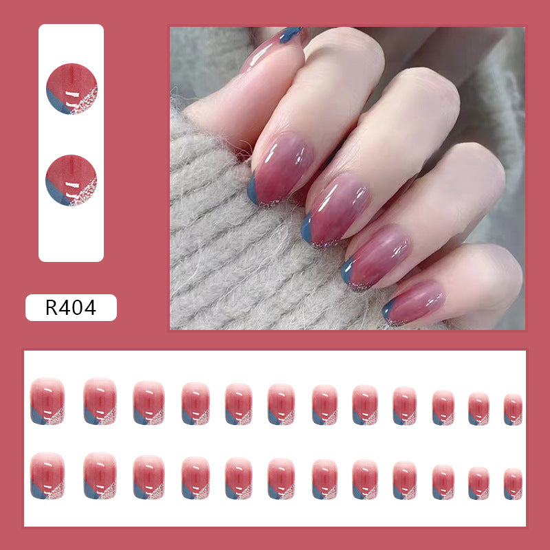 Removable Short Ombre Nails, Mature Bicolor Nail Stickers