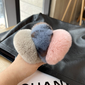 Real Rabbit Fur Hair Tie Winter Fashion Accessory