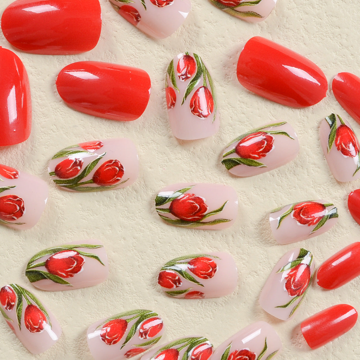 Red Rose Valentine's Day False Nails