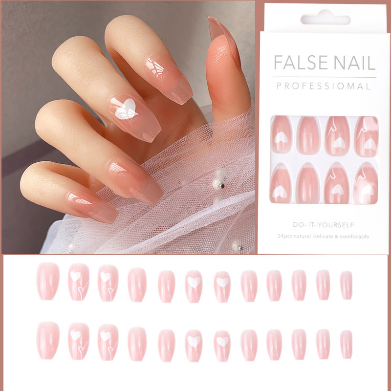 Translucent Pink Gold-Edged Nail Stickers for Sweet Look