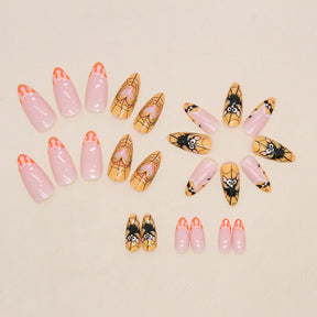 Almond Bat Spider Web Dark Halloween Nails Ins Style