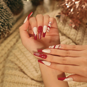 Christmas Press-On Fall Nails Set with Nail Tips