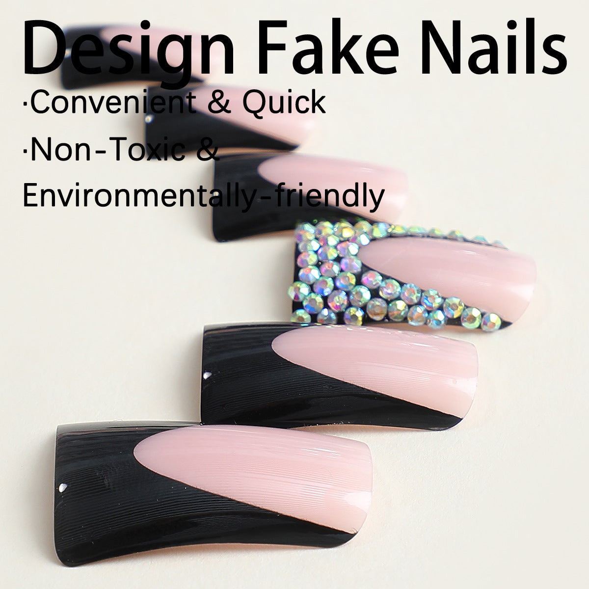 Duckbill Nail Tips with Sparkling Rhinestones