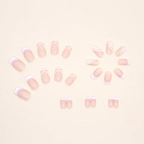 Sweet Nude Nails Simple Elegant Medium Long Euro Square Fake Nails Ins Style Wearable