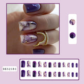 Purple Gold Marble Gradient Nail Tips