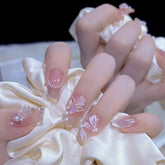 Starlit Rose Hawk-Eye Crystal Tea Flower Nails