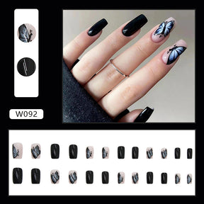 Ballet T-Shape Press-On Fall Nails - European and American Style (24PCS)