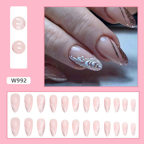 Sweet Almond Nails Sparkling French Edge Floral Design