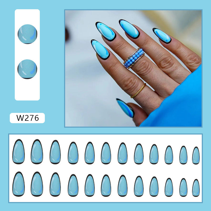 Anime-Inspired Almond Shape Light Blue Nails for Women