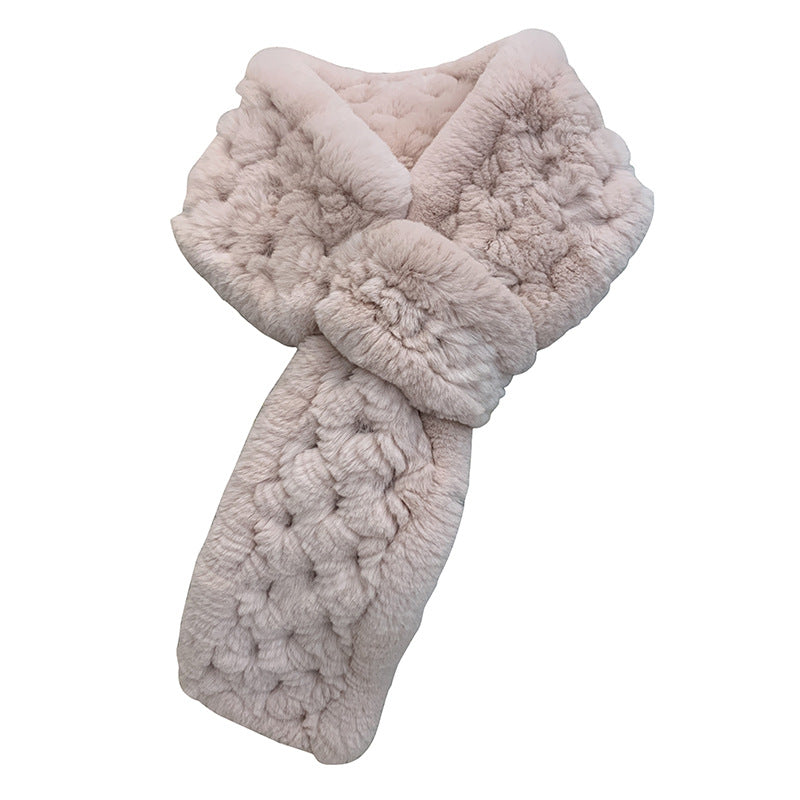 Soft Real Rabbit Fur Infinity Scarf - Korean Chic