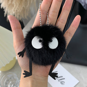 Cute Mink Fur Coal Ball Keychain - Car Charm