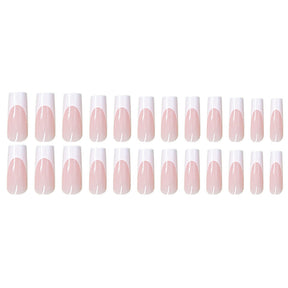 24-Piece Box of White French Ballet Waterpipe Nails, Pink, Waterproof