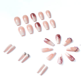 Best-Selling French Gradient Ballet Nails with Glitter and Diamonds