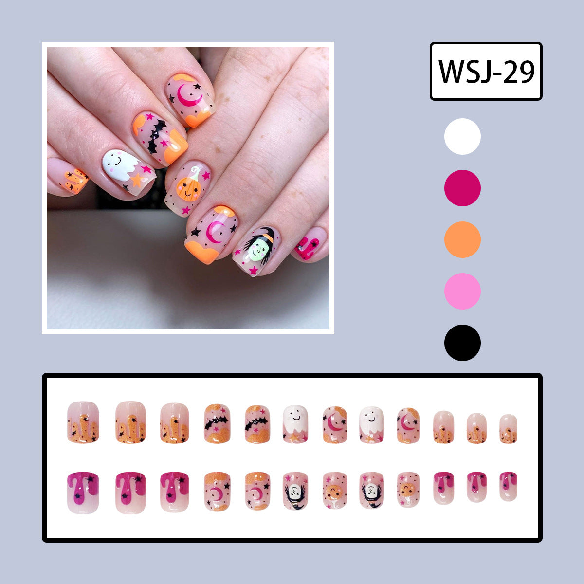 2024 Halloween Cloud French Cartoon Witch Ghost Nails