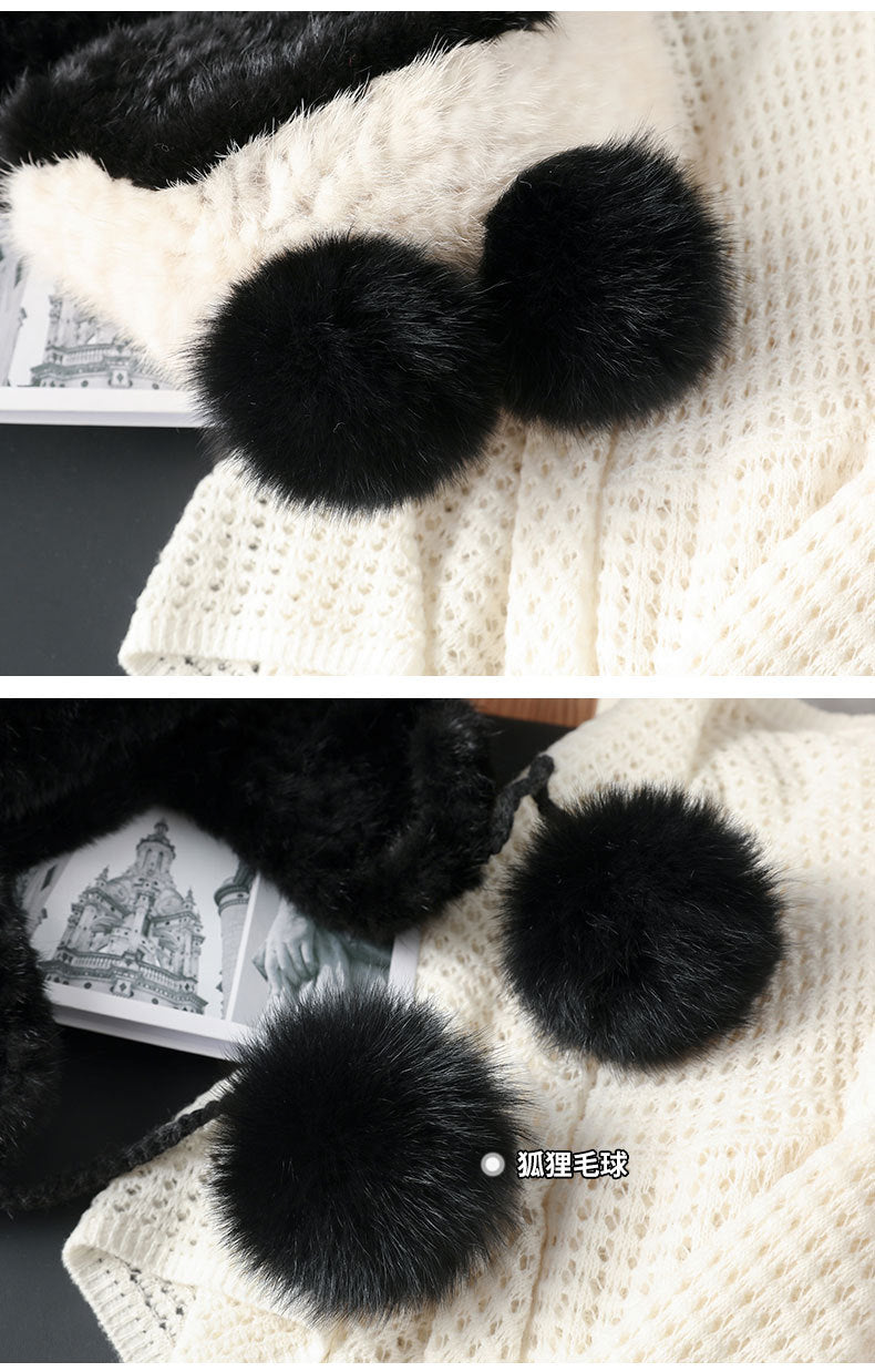 Cute Mink Fur Ear Flap Hat - Warm & Stylish Winter Hat