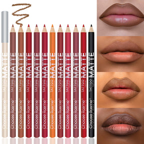 12-Piece Waterproof Matte Lip Liner Set