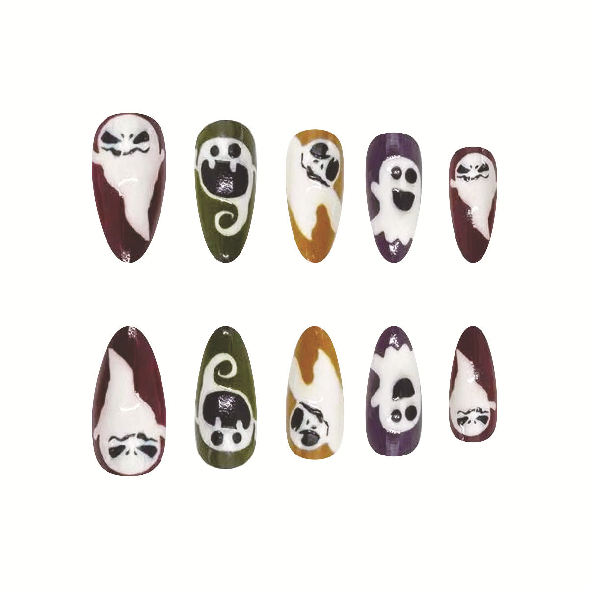 Colorful Graffiti Playful Ghost Design Press-On Nails for Halloween