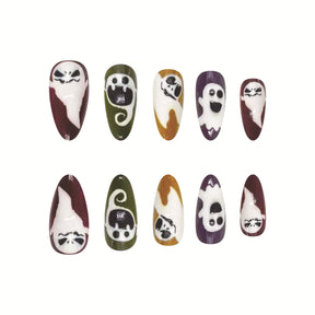 Colorful Graffiti Playful Ghost Design Press-On Nails for Halloween