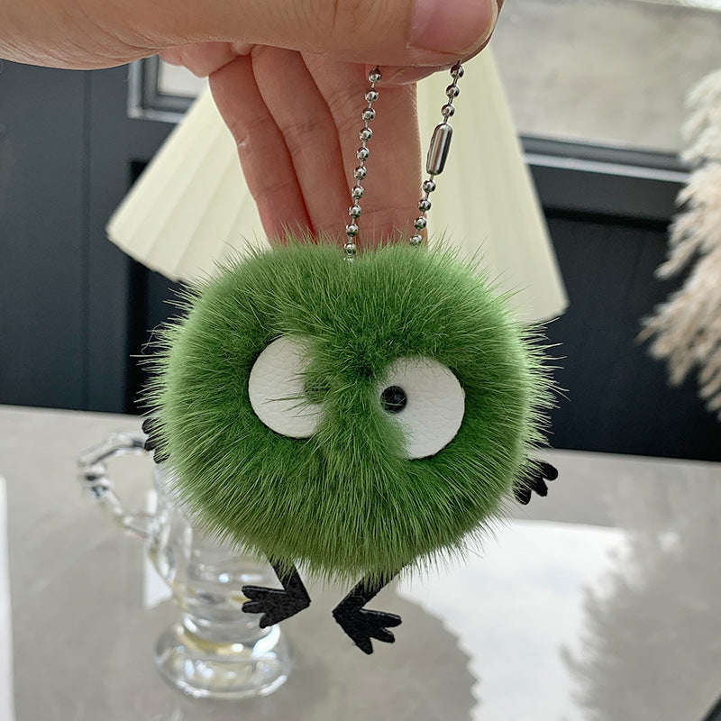 Cute Mink Fur Coal Ball Keychain - Car Charm