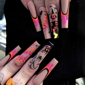 Pink Spider Line Nail Tips