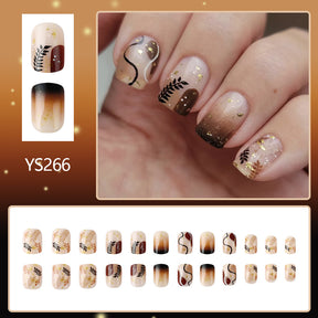 Short Shiny Autumn/Winter Nail Decals - Leaves, Glitter, Flowers