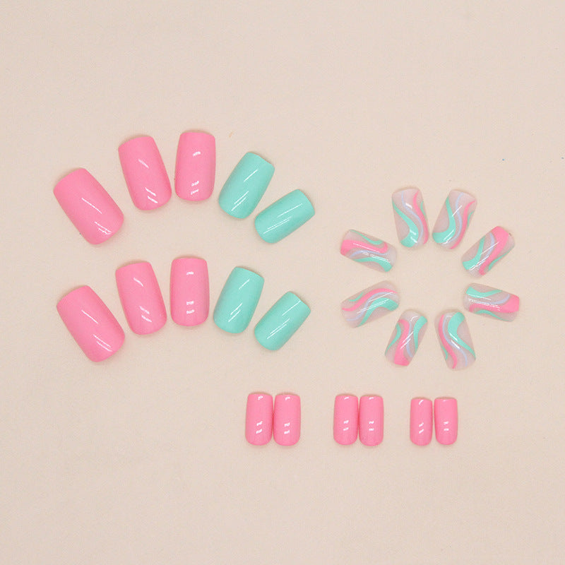 Pastel Pink & Green Ripple Duo-Tone Nail Wraps for Fall Nails